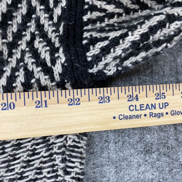 DKNY Sweater Women Large Alpaca Black White Cardigan Open Front Shawl Neck - Picture 8 of 10